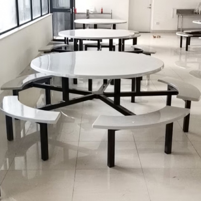 连体食堂餐桌椅学校饭桌玻璃钢餐桌组合