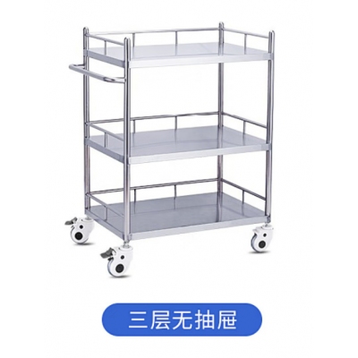 医用小推车不锈钢三层无抽60*40*86cm