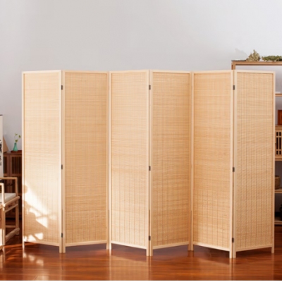 屏风隔断简约可移折叠帘竹屏风50*180cm