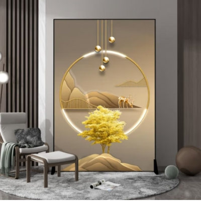 轻奢风屏风隔断办公室艺术120cm*200cm