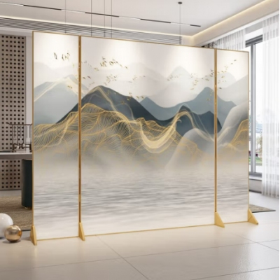 新中式轻奢金属屏风办公室折叠180*180cm