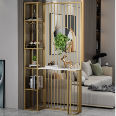 北欧轻奢铁艺屏风隔断办公金色80*30*220cm