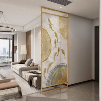 美式欧式轻奢金属布艺屏风隔断120*240cm