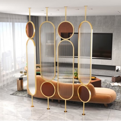 可旋转屏风隔断简约玻璃墙现代铁艺40*200cm