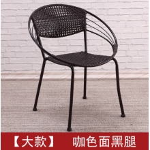 藤椅靠背椅单人椅升级大号咖色黑腿40cm