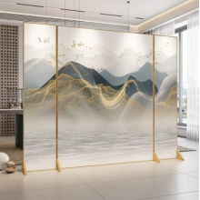 新中式轻奢金属屏风办公室折叠180*180cm