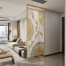 美式欧式轻奢金属布艺屏风隔断120*240cm