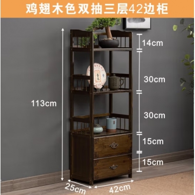 收纳泡茶桌小茶柜架双抽三层42边柜